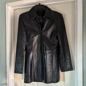 Beautiful Vintage Size Small S Swann Leather Button Jacket Coat Antonia Rovira